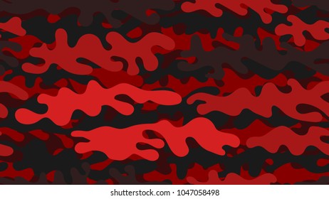 Seamless red camouflage pattern. Repeating military clothing texture.