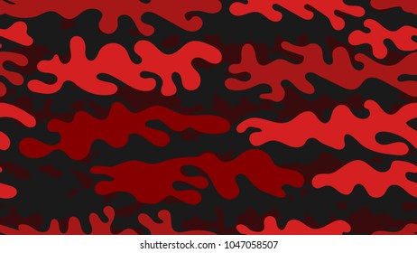 Seamless red camouflage pattern. Repeating military clothing texture.