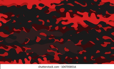 Seamless red camouflage pattern. Repeating military clothing texture.