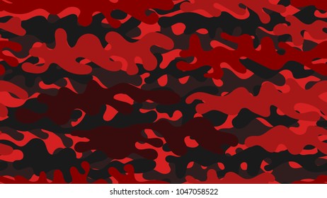 Seamless red camouflage pattern. Repeating military clothing texture.