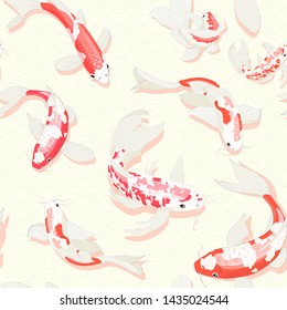 Seamless Red Carp Fish Vector Background