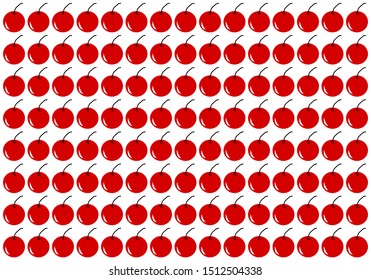 seamless red cherry on white background