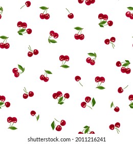 Seamless red cherry pattern design, flat cherry pattern template vector