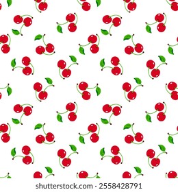 Seamless red cherry pattern design, cherry pattern template vector