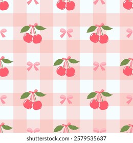 Seamless red cherry pattern design, cherry pattern template vector
