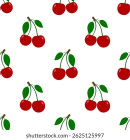 Seamless red cherry pattern design, flat cherry pattern template vector.