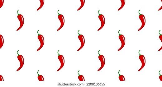 Seamless red chili pepper icon pattern, repeats vertically and horizontally