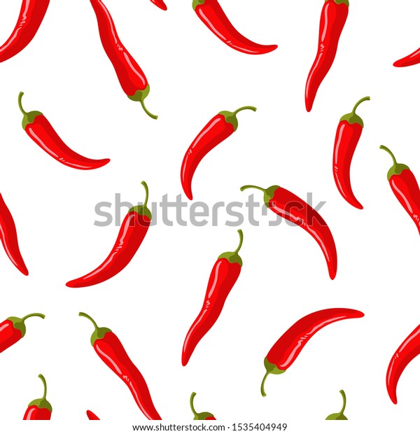 Seamless Red Chili Pepper Pattern White Stock Vector (royalty Free 