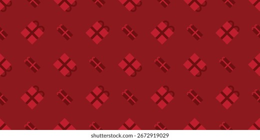 Fondo de Navidades rojas sin fisuras para papel de regalo y papel de regalo. Ilustración vectorial de regalos de Navidad y regalos para el Fondo de pantalla y el fondo. Diseño temático de Navidad. Rojo granate. EPS 10. 