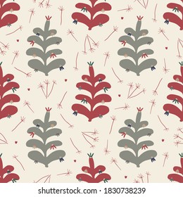 seamless red christmas tree decoration pattern background