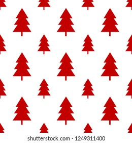 Seamless red christmas tree on white background