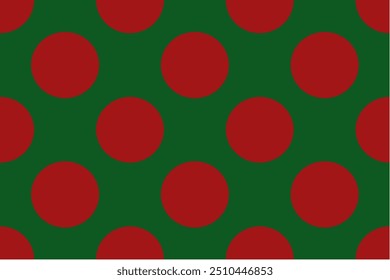 Círculo rojo inconsútil en el fondo verde, para el patrón y el fondo