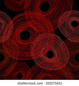 Seamless red circles handmade. Vector