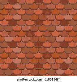 Seamless red clay roof tiles.Terracotta roof tile. Vector.