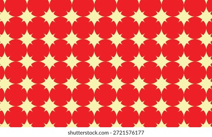 Fondo geométrico inconsútil del patrón del círculo rojo y de la crema con las Formas de la estrella para el abrigo de regalo festivo y la impresión textil
