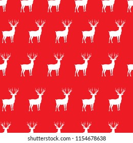 Seamless red deer christmas pattern vector