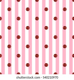 seamless red dot glitter pattern on pink stripe background