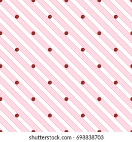 seamless red dot glitter pattern on pink stripe background