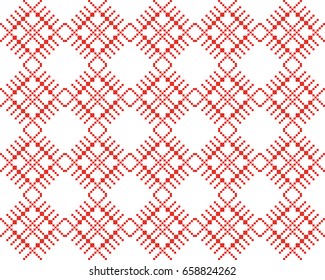 seamless red embroidered pattern with on a white background.Vector