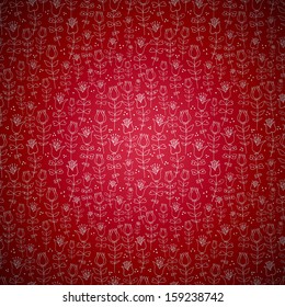 Seamless red floral background. Texture with tulips. Can be used for wallpaper, pattern fills, textile, web page background, surface textures. Vector illustration. 