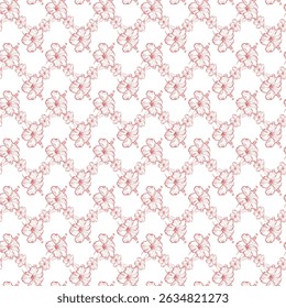 Seamless Red Floral Pattern with Elegant Hand-Drawn Flowers