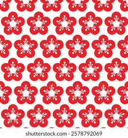 seamless red floral pattern on background