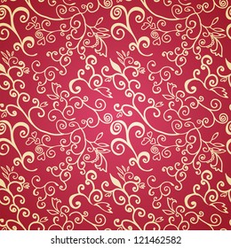 Seamless red floral pattern  for your web design, texture