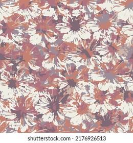 Seamless red floral vector pattern. Abstract colorful textured flower background.