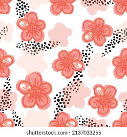 seamless red flower background , cute greeting card or fabric