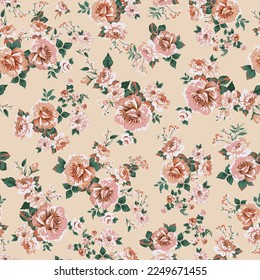 seamless red flower pattern on background