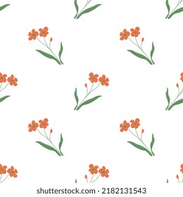 Seamless red flowers decorative pattern