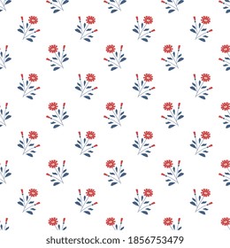 Seamless red flowers vector pattern