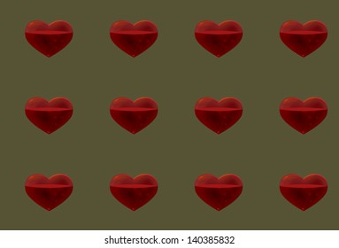 seamless Red glass heart pattern