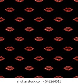 Seamless Red Glitter Lips Pattern Background Stock Vector (Royalty Free