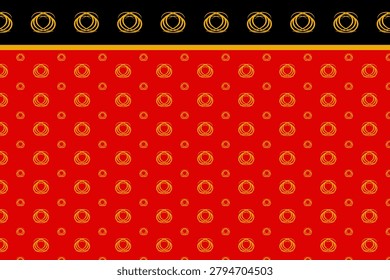 Seamless Red and Gold Geometric Circle Pattern with Decorative Border