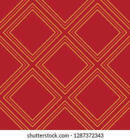 Seamless red and gold vintage geo squares op art pattern vector