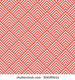 Seamless red and gray art deco square chevrons pattern vector