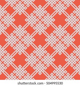 Seamless red and gray celtic knots medieval classical textile pattern vector