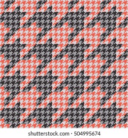 Seamless red and gray classic textile infinite houndstooth fractal pattern vector