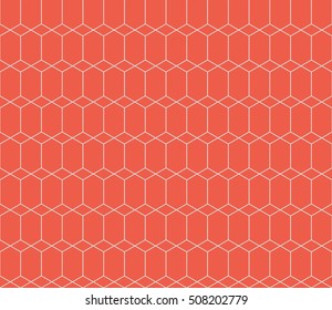 Seamless red and gray isometric hexagonal overlay pattern vector
