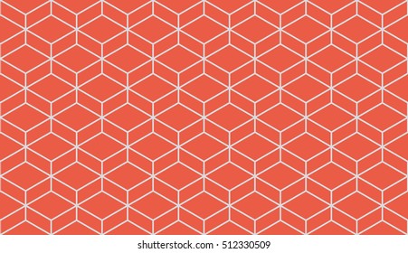 Seamless red and gray isometric parallelepiped pattern vector