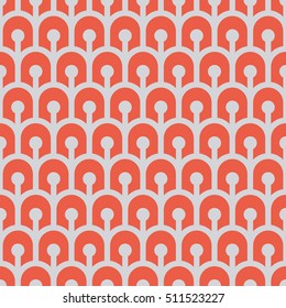Seamless red and gray oriental extended scales pattern vector
