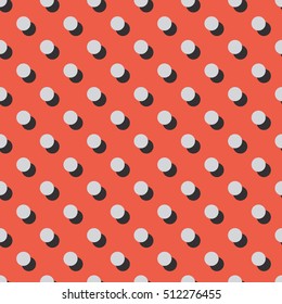 Seamless red and gray polka dot with offset shadow pattern vector