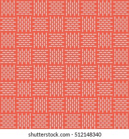 Seamless red and gray stitched plaid textile pattern vector