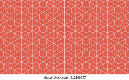 Seamless red and gray trilateral outline isometric hexagonal pattern vector