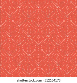 Seamless red and gray vintage japanese sashiko kimono pattern vector