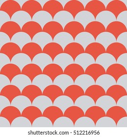 Seamless red and gray vintage waves op art pattern vector