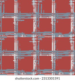 Nahtlose rote, graue, gewebte Textur, nahtlose Vektorgrafik. Der schicke Stil der Bettwäsche. Rustikale Küche, strukturierter Hintergrund. Bauernhaus Landhaus Einrichtung Armbanduhr. Gingham Weberdruck