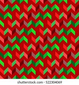 seamless red and green pattern of  diagonal and horizontal zigzag and stripes of equal thickness for Merry Christmas and Happy New Year