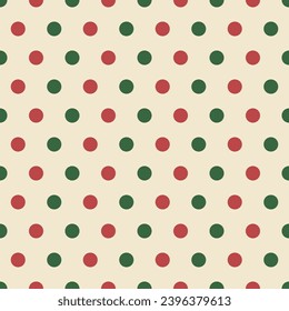 Seamless red and green polka dots pattern background.